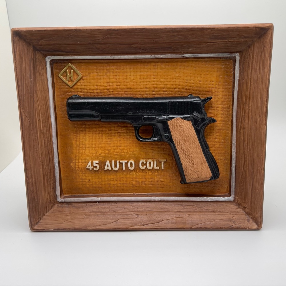 Hoffman/ Jim Beam 45 Colt Pistol Liquor Decanter In Frame 1978